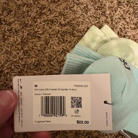 Nike Everday Plus Crew Socks 2 Pack Women's Size 6-10 Blue Green NEW Open Box - Picture 3 of 3